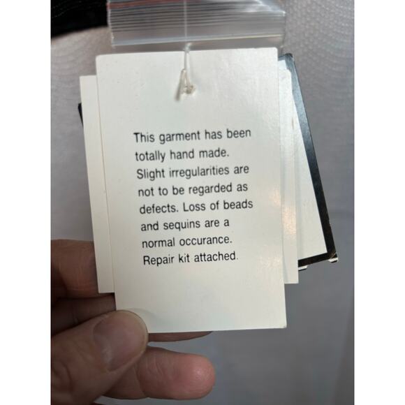 Nipon night vintage silk blouse circular beaded application Sheer sleeves chest. - Picture 5 of 7